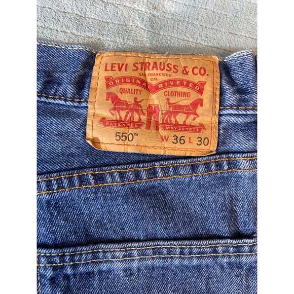 Levis 550 Mens Relaxed Fit Jeans W34 L30 Mid-Rise Blue Denim Mexico Classiccore - Picture 3 of 10